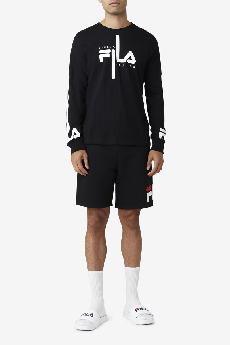 Men's Fila Martino Long Sleeve T Shirts Black / White | NGm4igsCelK