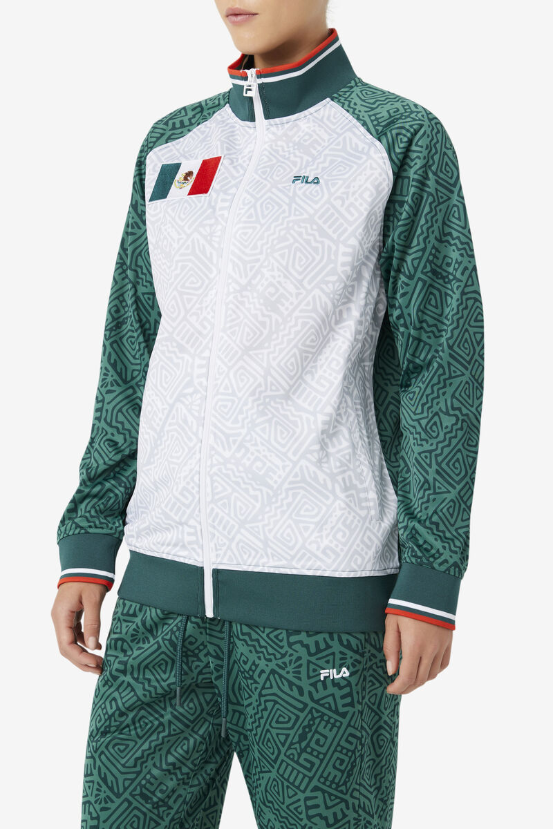 Men's Fila Mexico Track Jacket Outerwear White / Red | uZiSALNK9ya