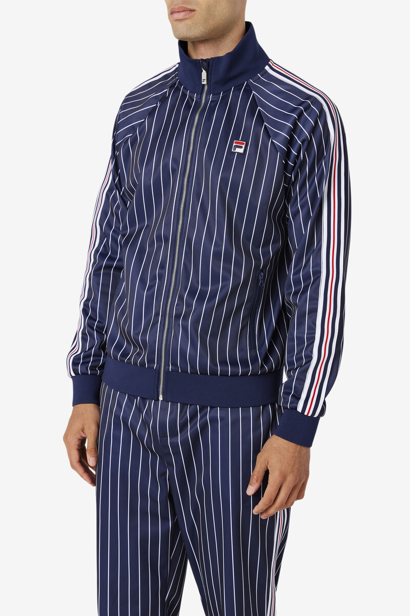 Men's Fila Mitch Track Jacket Jackets Navy / White | qFS2eXnvOAA