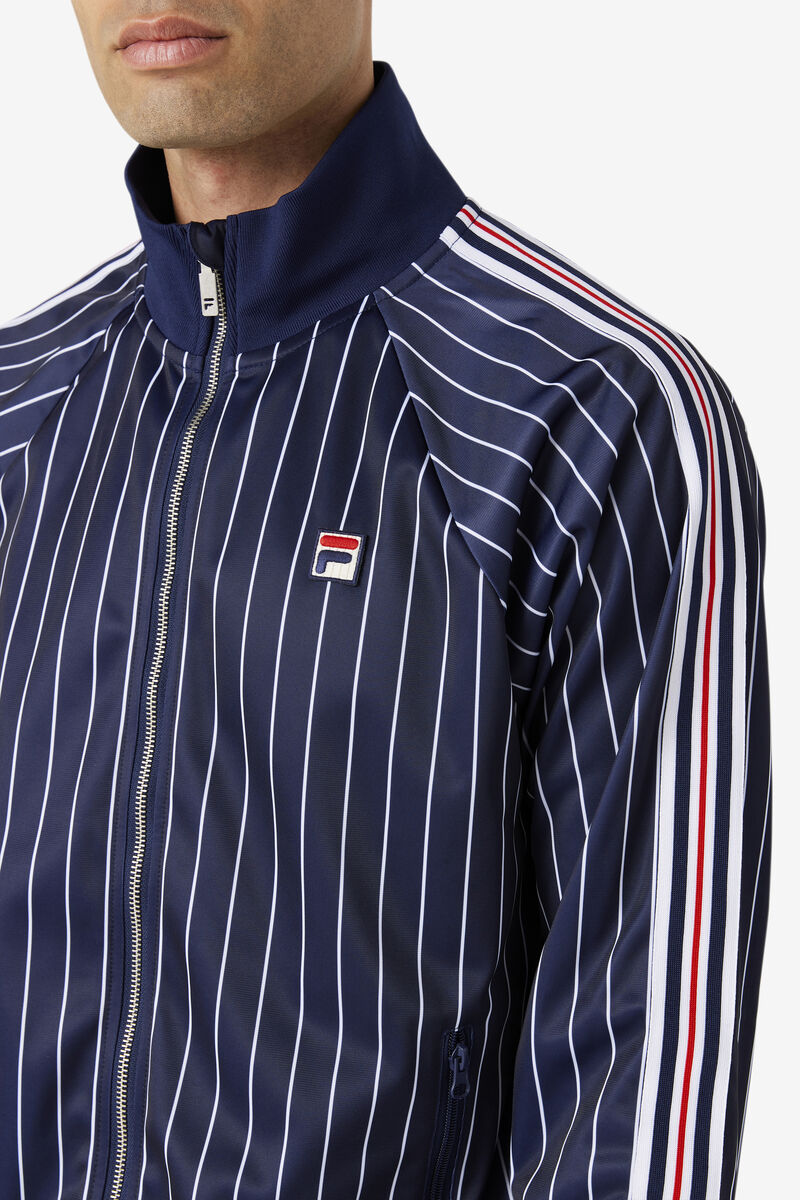 Men's Fila Mitch Track Jacket Jackets Navy / White | qFS2eXnvOAA