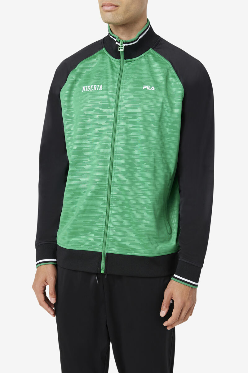 Men's Fila Nigeria Track Jacket Tracksuits Black / White | n89O8rkifCV