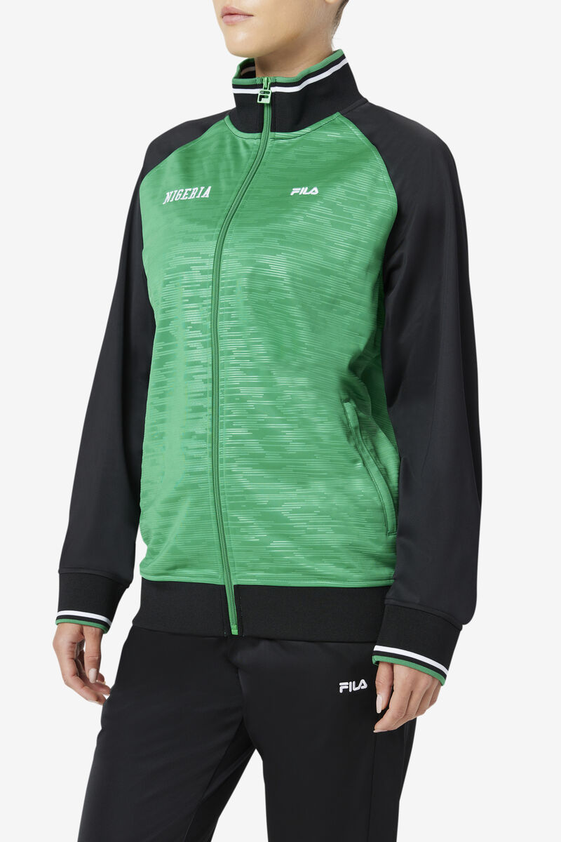 Men's Fila Nigeria Track Jacket Tracksuits Black / White | n89O8rkifCV