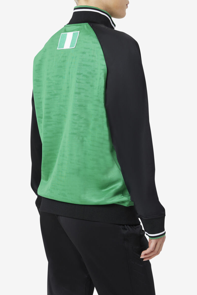 Men's Fila Nigeria Track Jacket Tracksuits Black / White | n89O8rkifCV