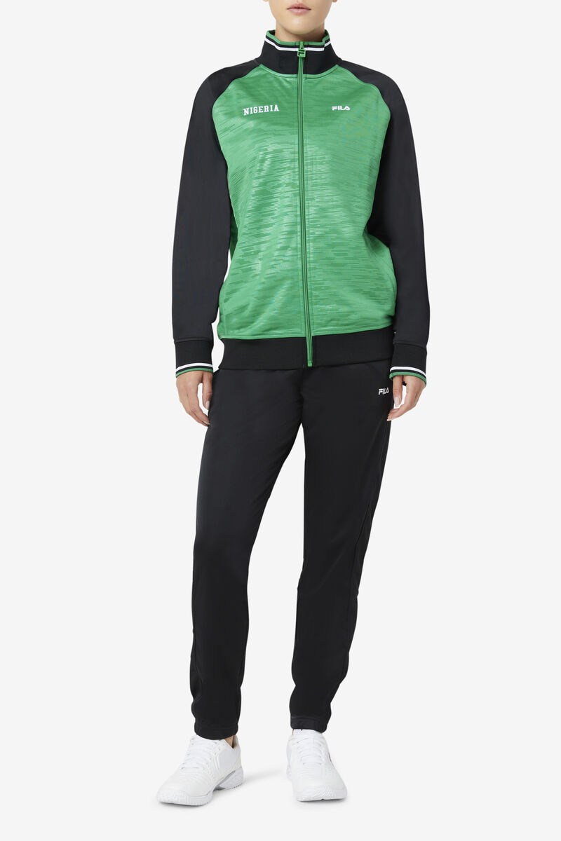 Men's Fila Nigeria Track Jacket Tracksuits Black / White | n89O8rkifCV