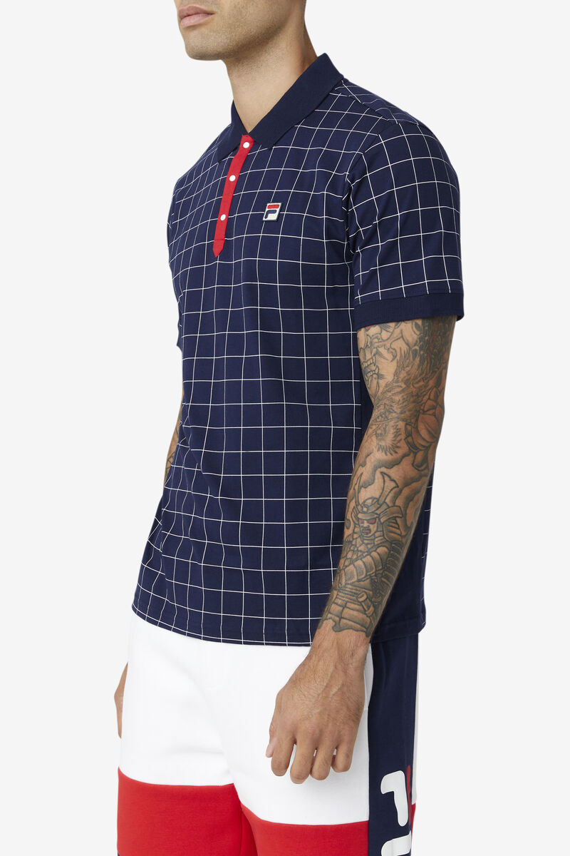Men's Fila Nile Polo Polos Navy / White / Red | Cz8B6a1oF4n