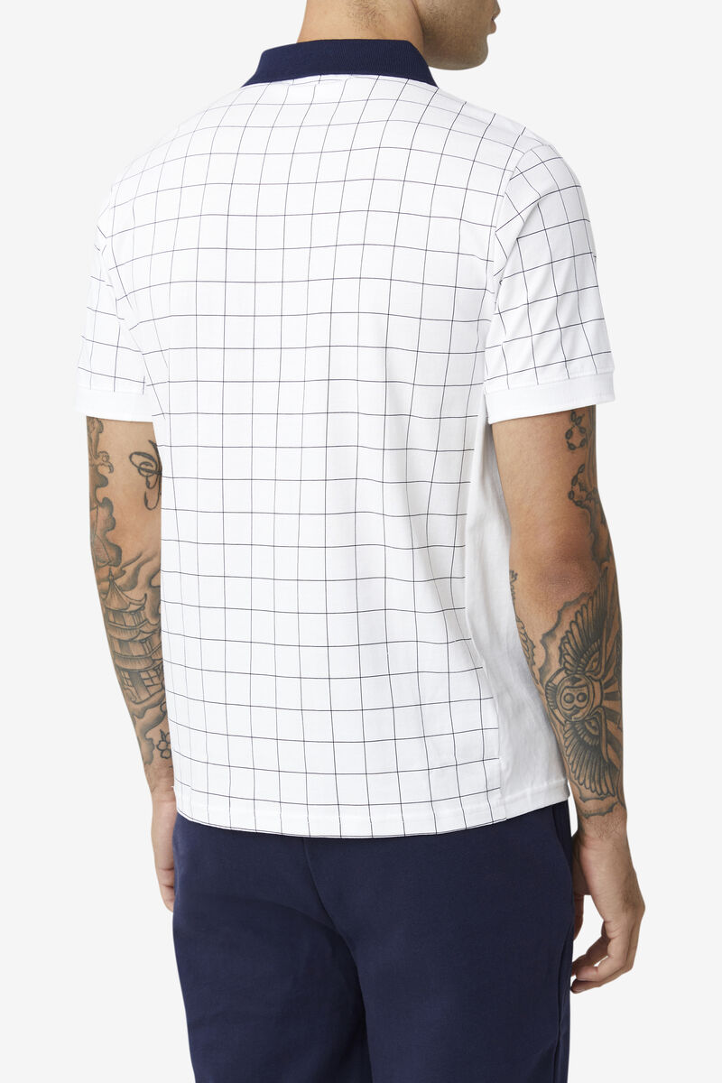 Men's Fila Nile Polo Polos White / Navy / Red | dWy1U1JH3sX