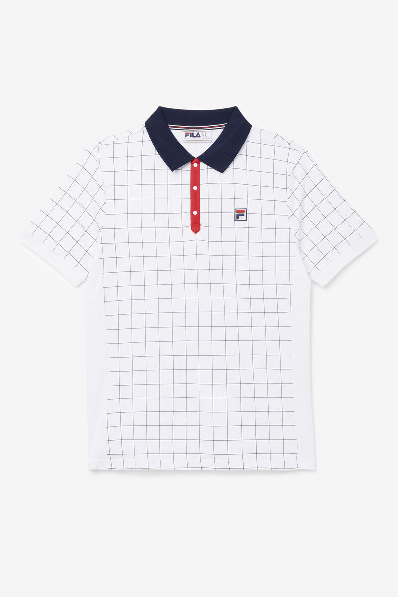 Men\'s Fila Nile Polo Polos White / Navy / Red | dWy1U1JH3sX
