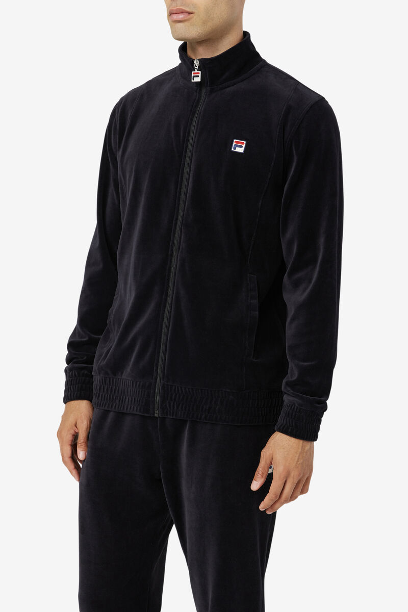 Men's Fila O-fit Velour Jacket Jackets Black | jzs8ezu5ogA