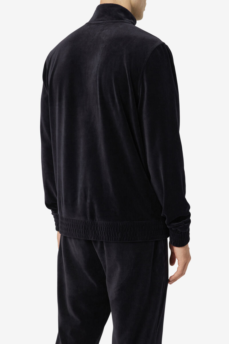 Men's Fila O-fit Velour Jacket Jackets Black | jzs8ezu5ogA