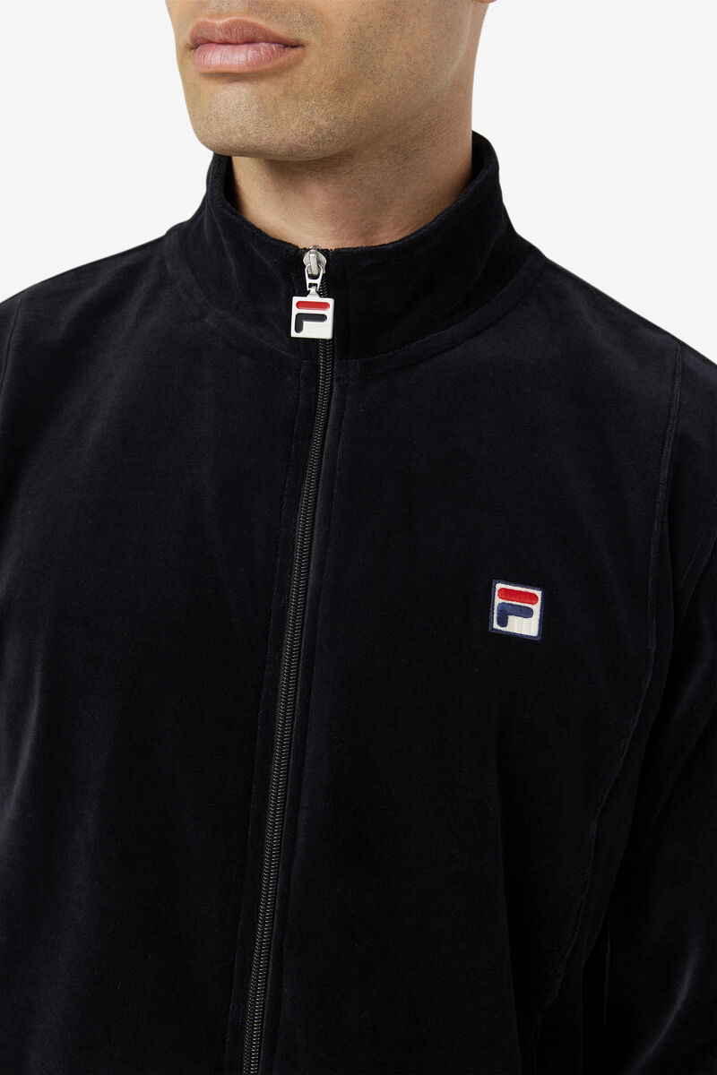 Men's Fila O-fit Velour Jacket Jackets Black | jzs8ezu5ogA