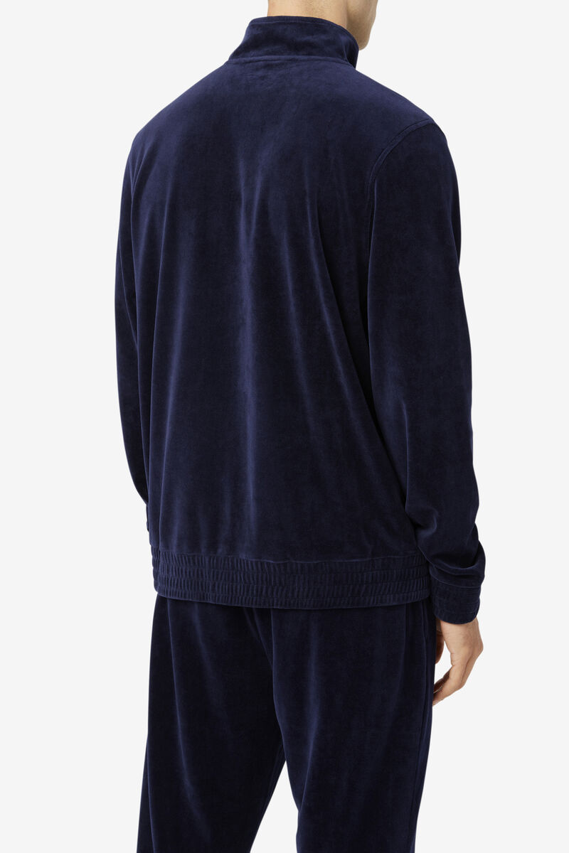 Men's Fila O-fit Velour Jacket Jackets Navy | CyipRUyT4VU