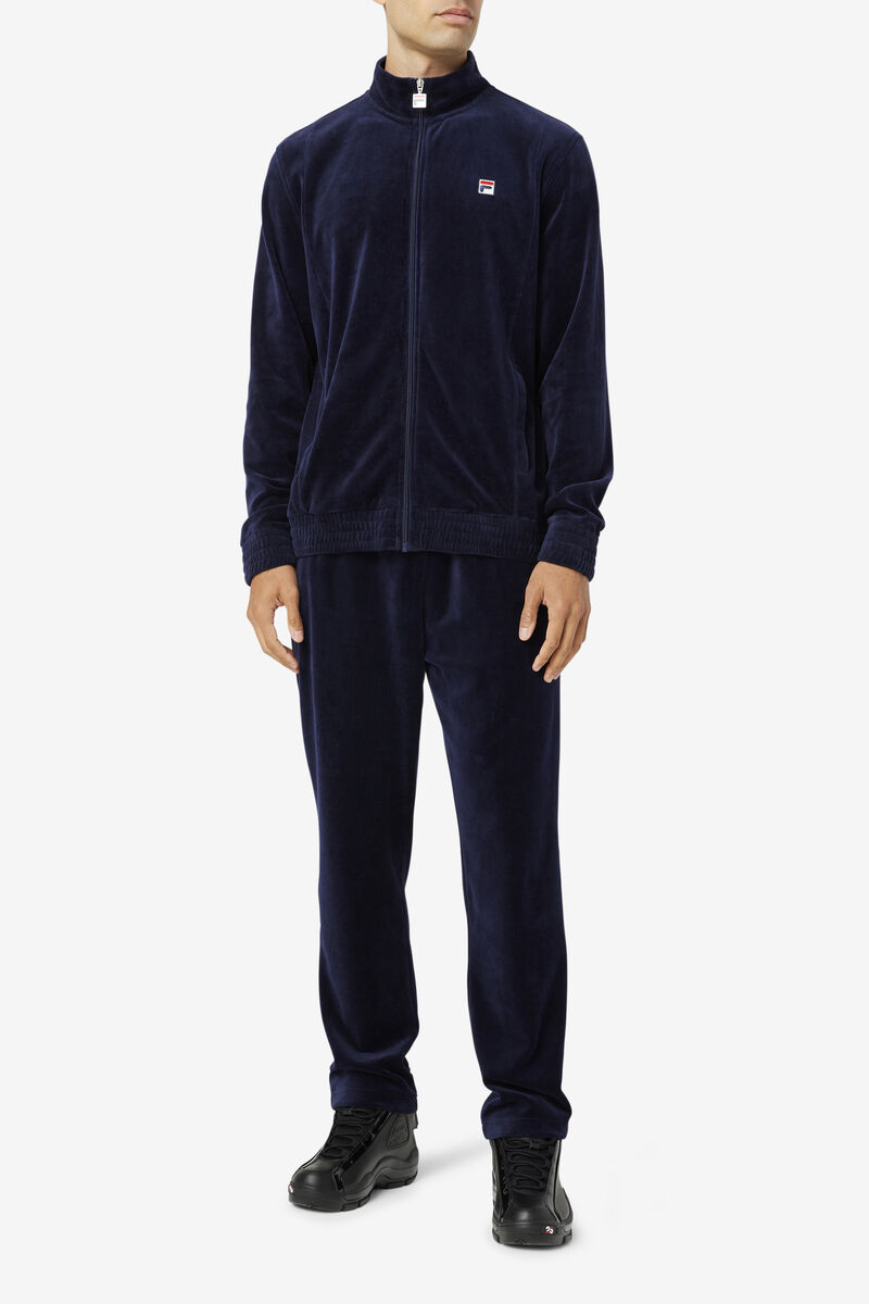 Men's Fila O-fit Velour Jacket Jackets Navy | CyipRUyT4VU