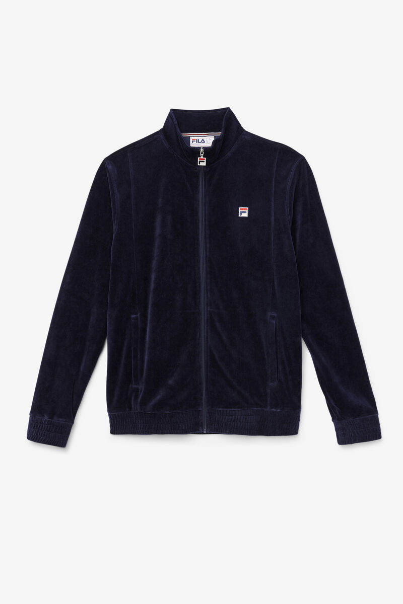 Men\'s Fila O-fit Velour Jacket Jackets Navy | CyipRUyT4VU