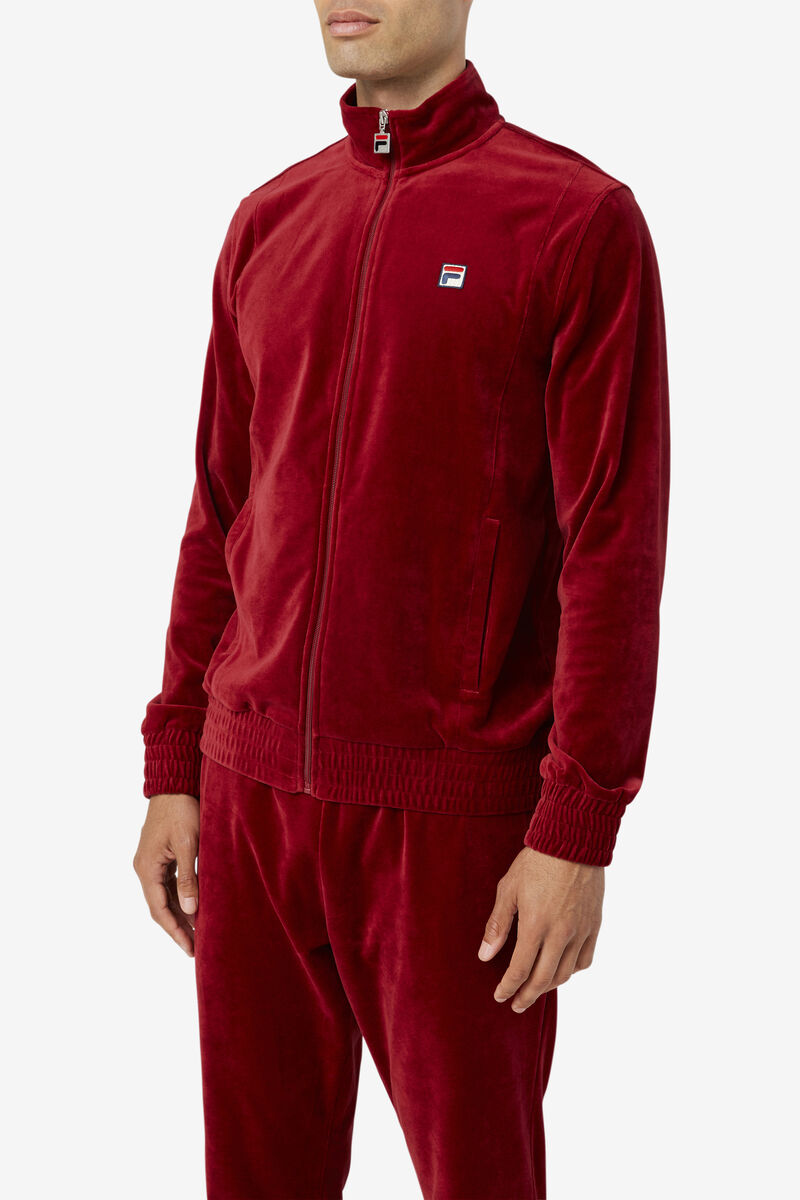 Men's Fila O-fit Velour Jacket Jackets Red | 8PV8faQPghV