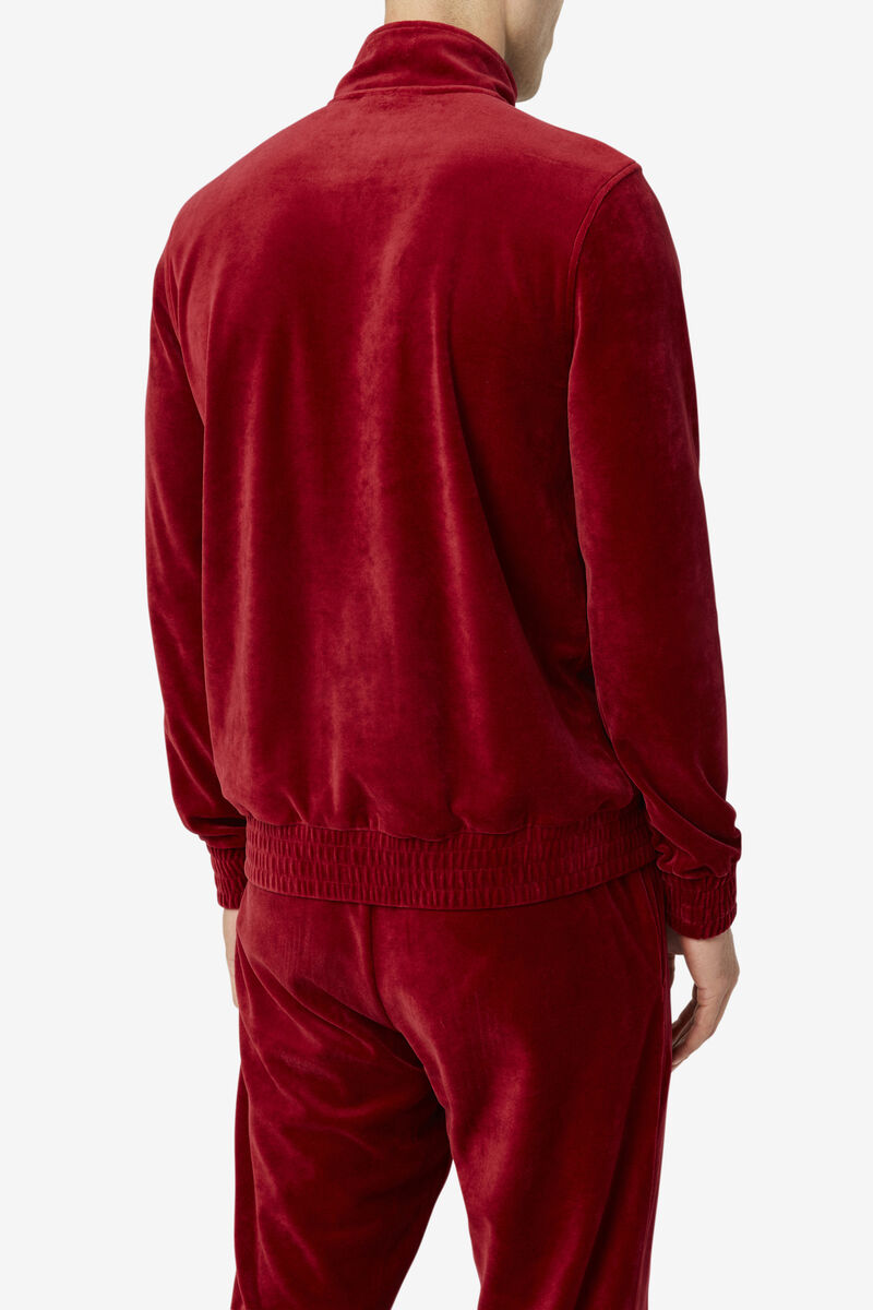 Men's Fila O-fit Velour Jacket Jackets Red | 8PV8faQPghV