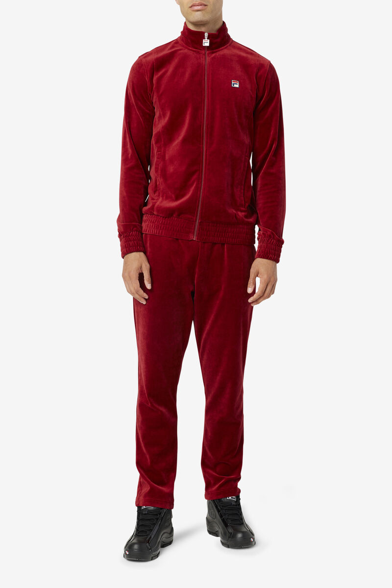 Men's Fila O-fit Velour Jacket Jackets Red | 8PV8faQPghV