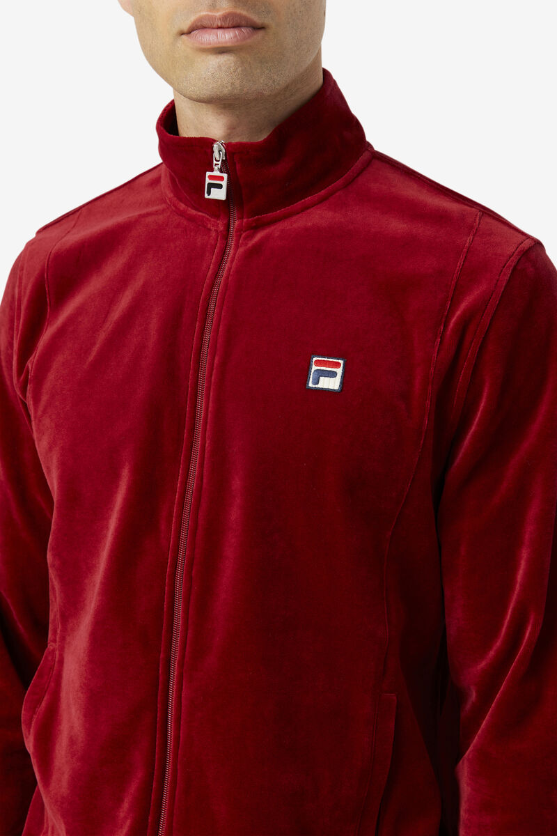 Men's Fila O-fit Velour Jacket Jackets Red | 8PV8faQPghV
