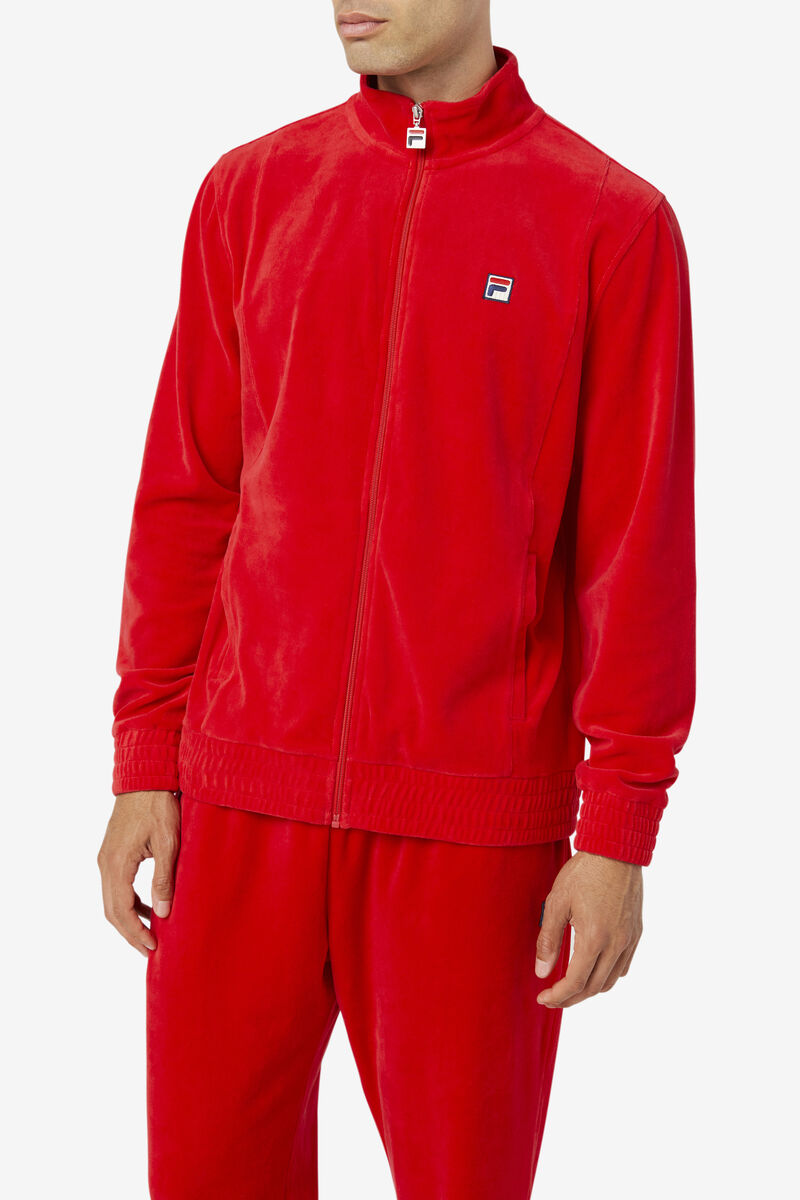 Men's Fila O-fit Velour Jacket Tracksuits Red | 9Vvux4ONUkn