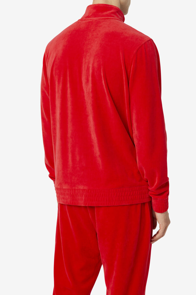 Men's Fila O-fit Velour Jacket Tracksuits Red | 9Vvux4ONUkn