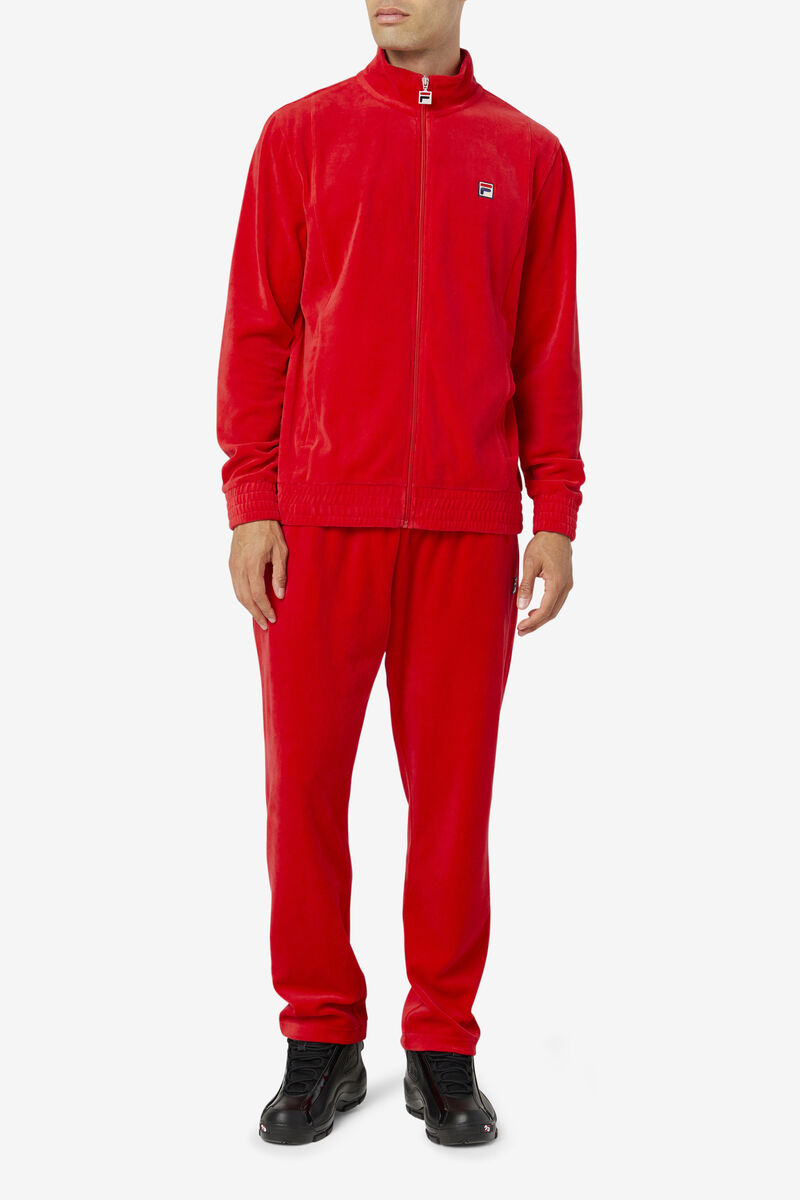 Men's Fila O-fit Velour Jacket Tracksuits Red | 9Vvux4ONUkn