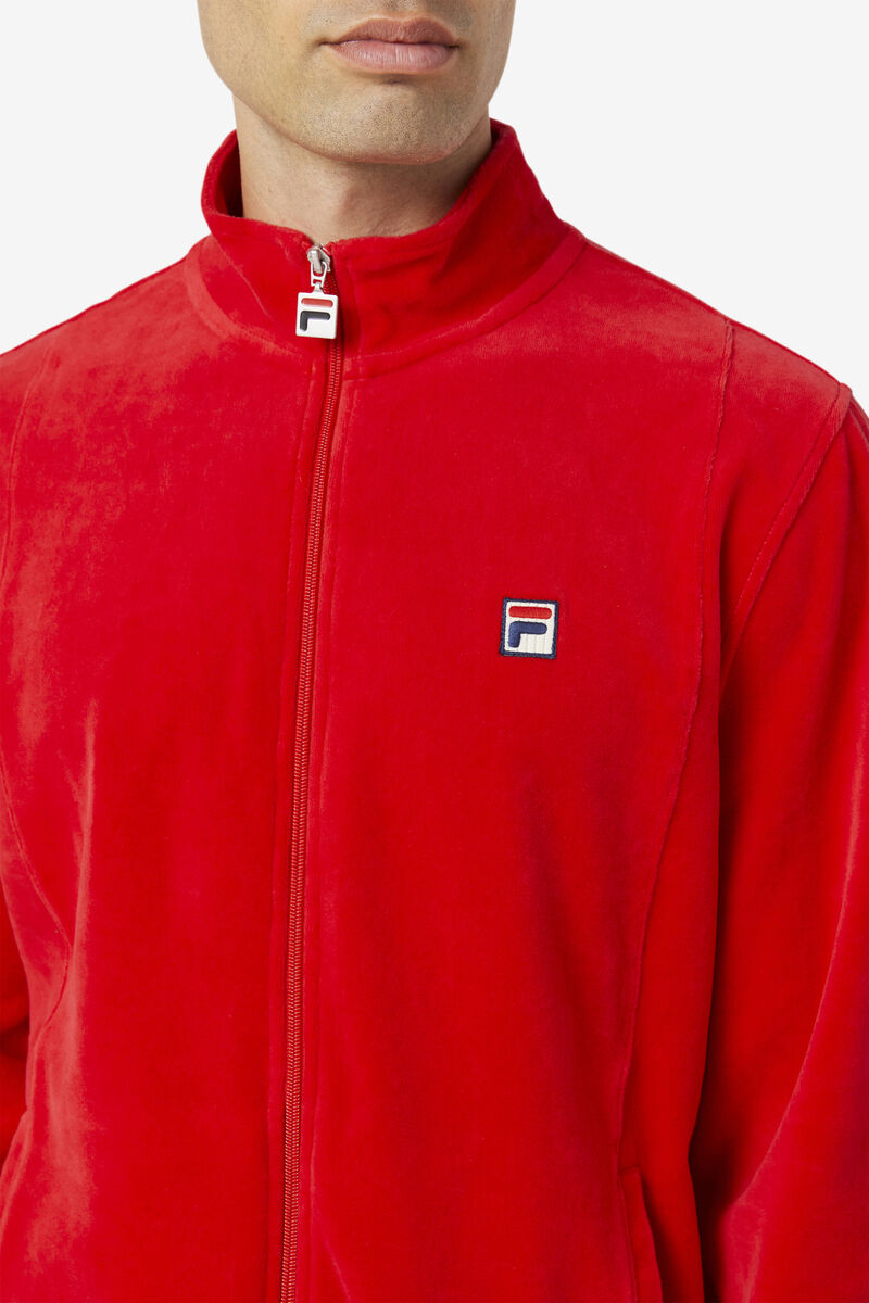 Men's Fila O-fit Velour Jacket Tracksuits Red | 9Vvux4ONUkn
