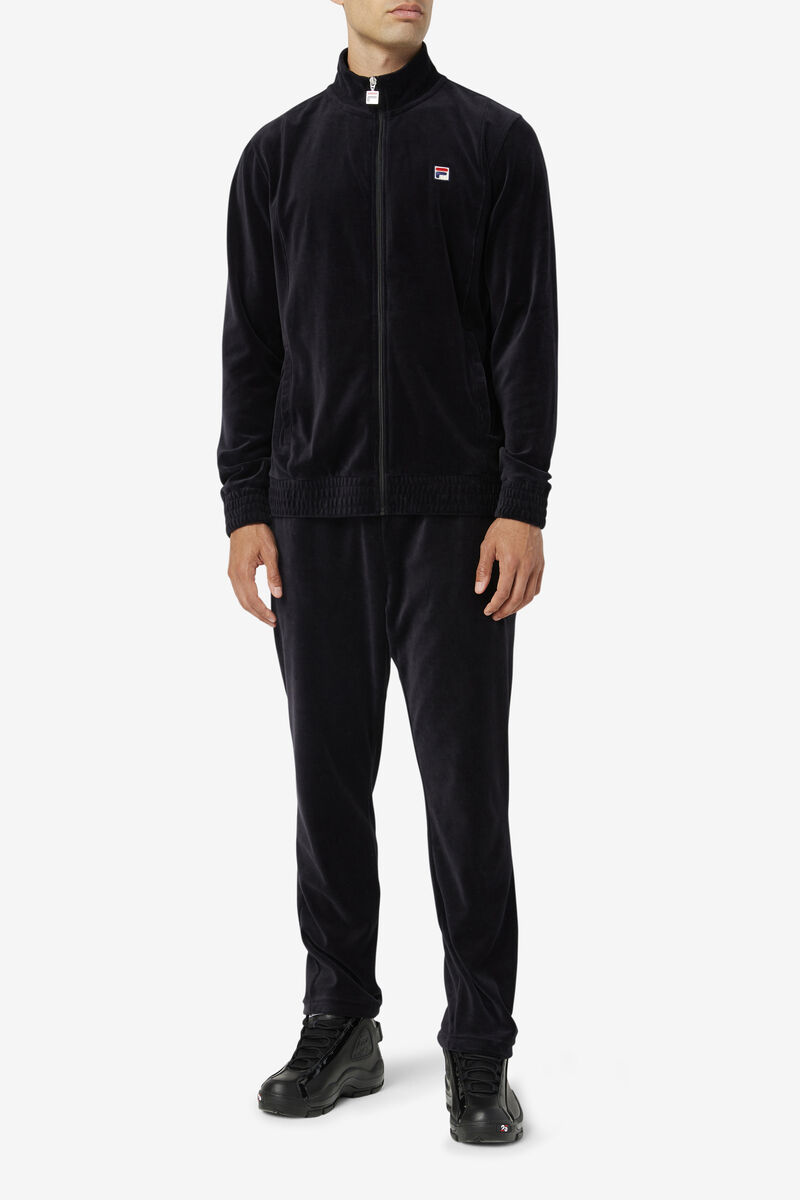 Men's Fila O-fit Velour Pant Pants Black | QWHkMrbV4uy