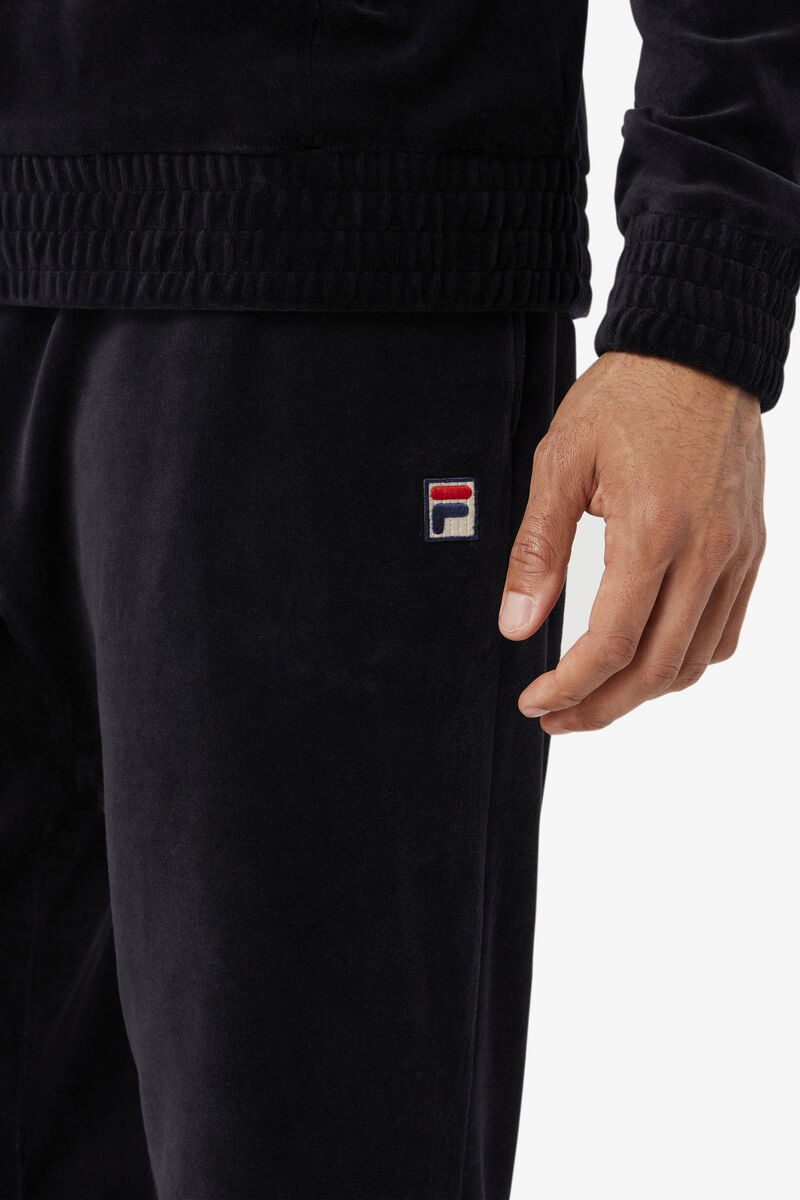 Men's Fila O-fit Velour Pant Pants Black | QWHkMrbV4uy