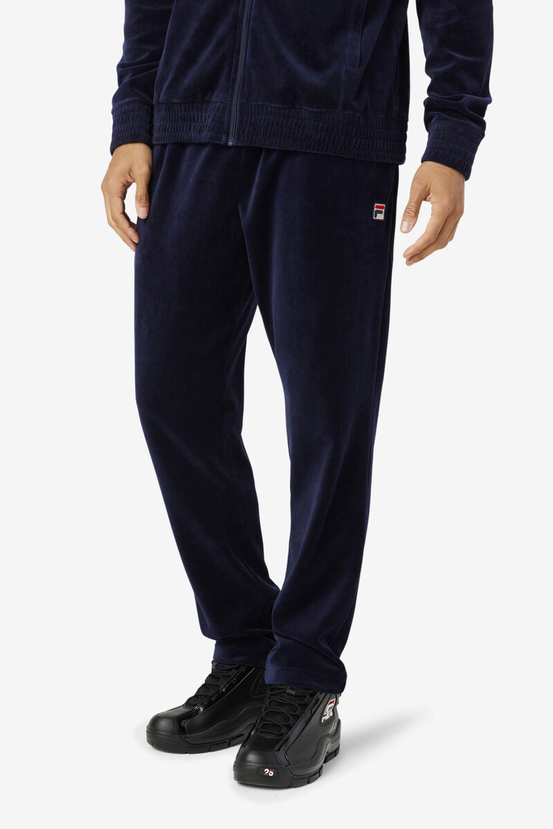 Men's Fila O-fit Velour Pant Tracksuits Navy / Red | C2df4jZFseu