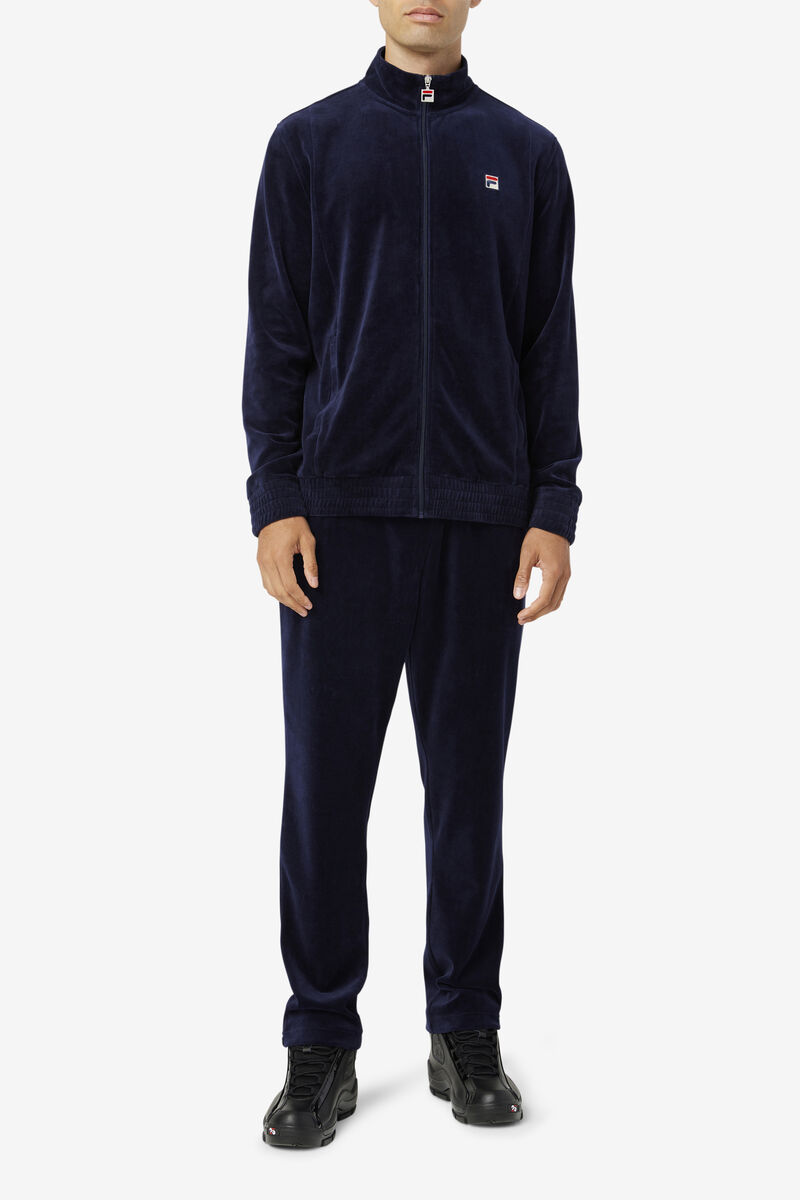 Men's Fila O-fit Velour Pant Tracksuits Navy / Red | C2df4jZFseu