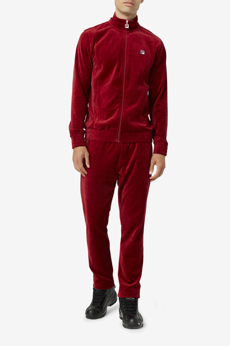 Men's Fila O-fit Velour Pant Tracksuits Red | YfyjWu8OB2X