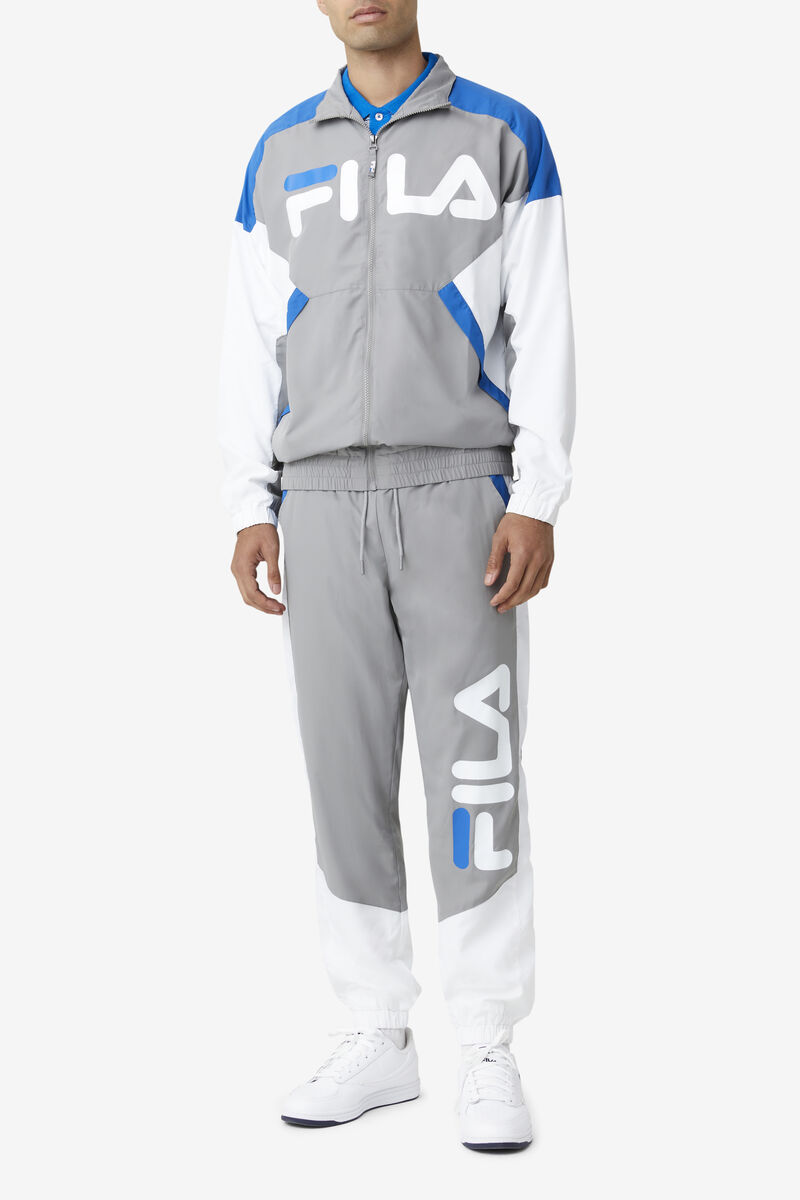 Men's Fila Oliviero Wind Jacket Tracksuits Grey / White / Blue | bbBd31Sozui