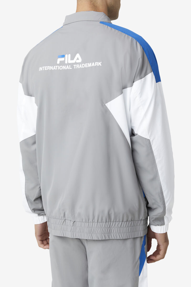 Men's Fila Oliviero Wind Jacket Tracksuits Grey / White / Blue | bbBd31Sozui