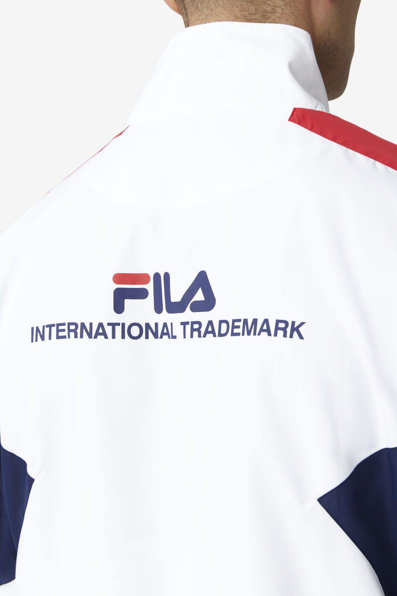 Men's Fila Oliviero Wind Jacket Tracksuits White / Navy / Red | hCzHGo9KvKL