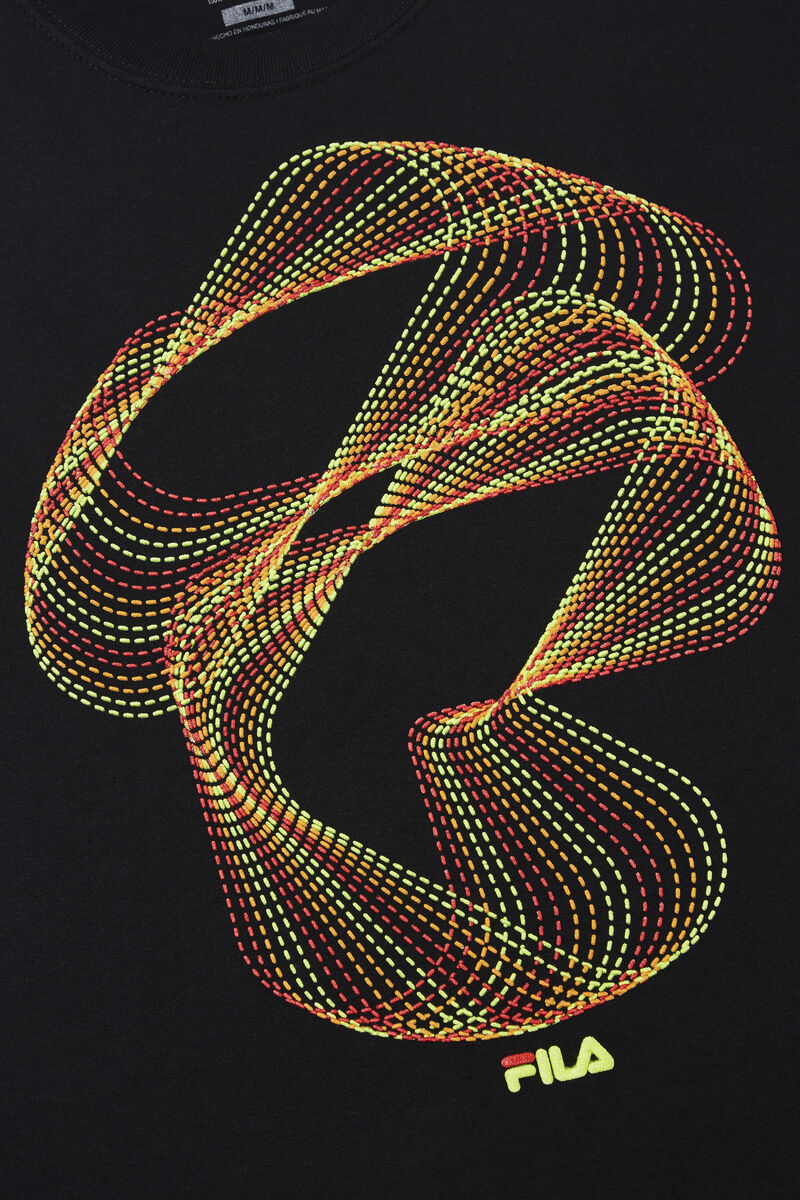 Men's Fila Optical Stitch T Shirts Black | Rt4n7hM6FLK