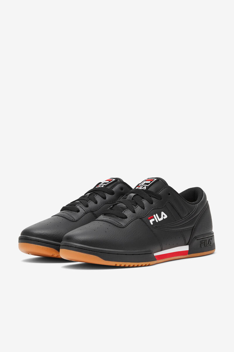 Men's Fila Original Fitness Flat Shoes Black / Red / White | dYpV35A4goG