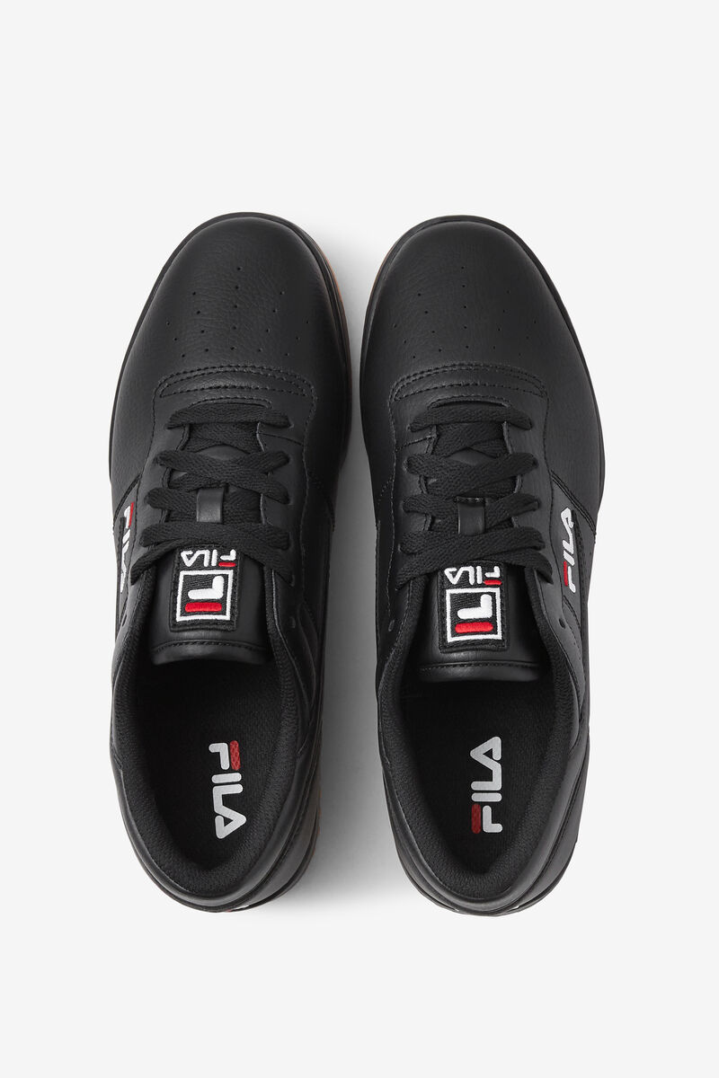Men's Fila Original Fitness Flat Shoes Black / Red / White | dYpV35A4goG