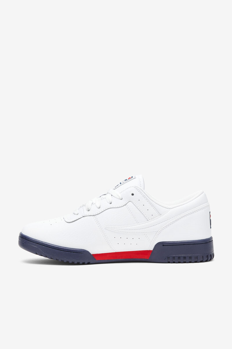 Men's Fila Original Fitness Op Flat Shoes White / Navy / Red | uSuPcRJCrIg