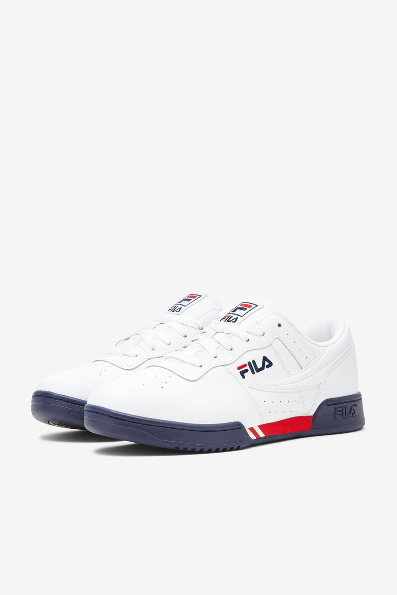Men's Fila Original Fitness Op Flat Shoes White / Navy / Red | uSuPcRJCrIg