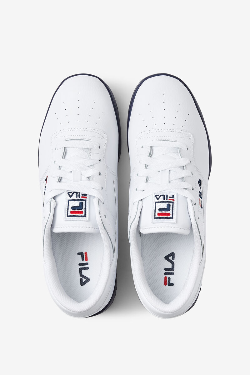 Men's Fila Original Fitness Op Flat Shoes White / Navy / Red | uSuPcRJCrIg