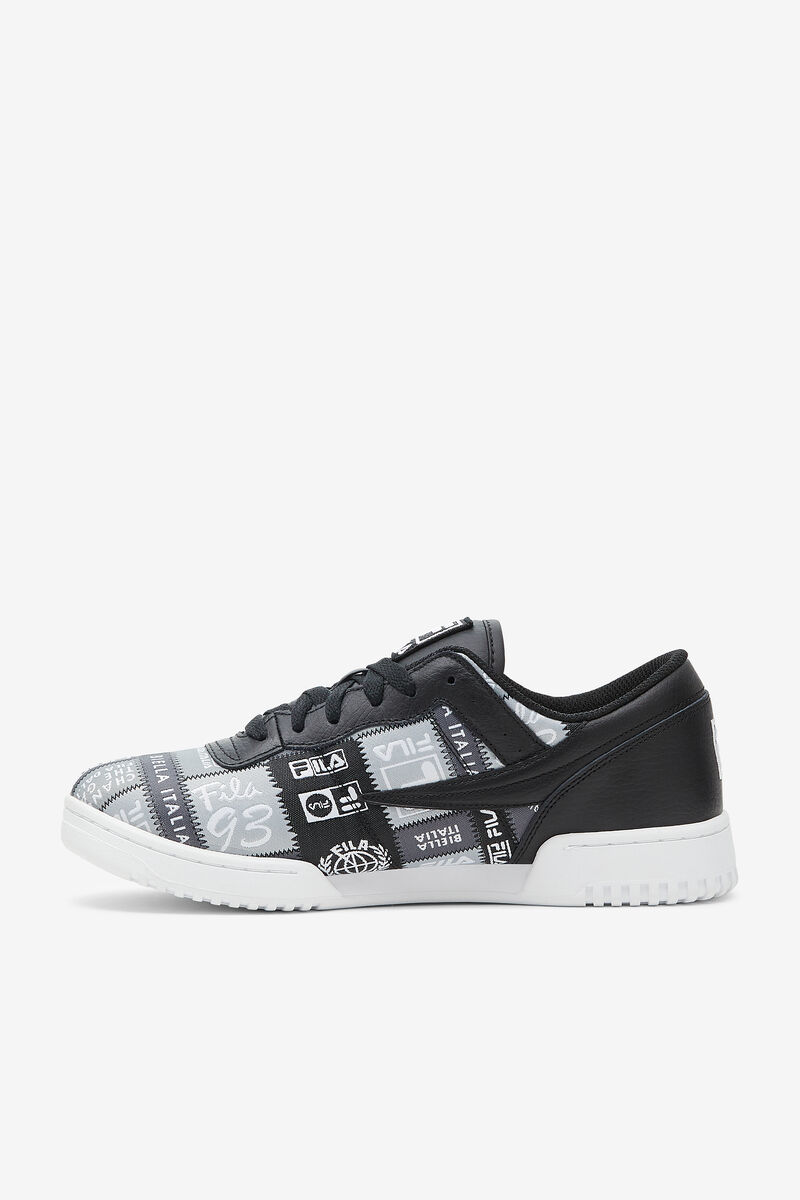 Men's Fila Original Fitness Patchwork Flat Shoes Black / White | P1n2YV2q6OB