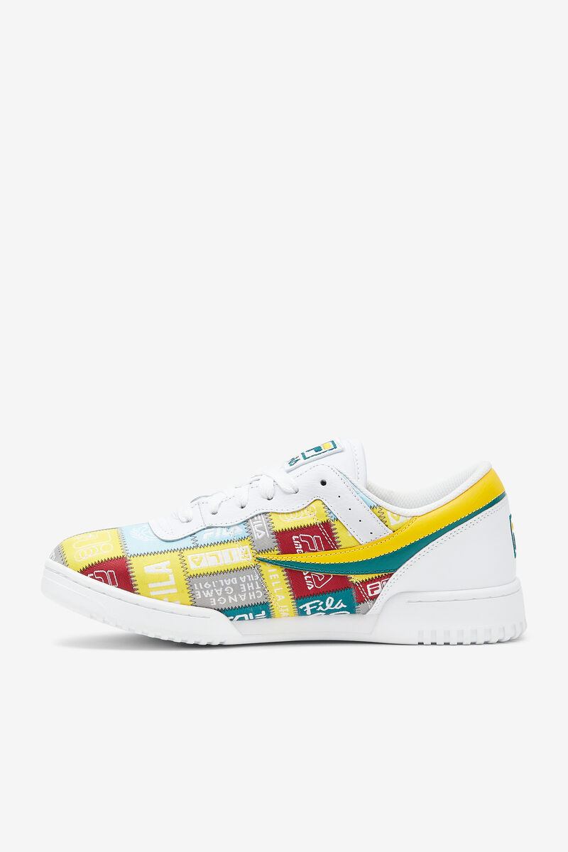 Men's Fila Original Fitness Patchwork Flat Shoes White / Yellow | Rjqq9K6P2nw