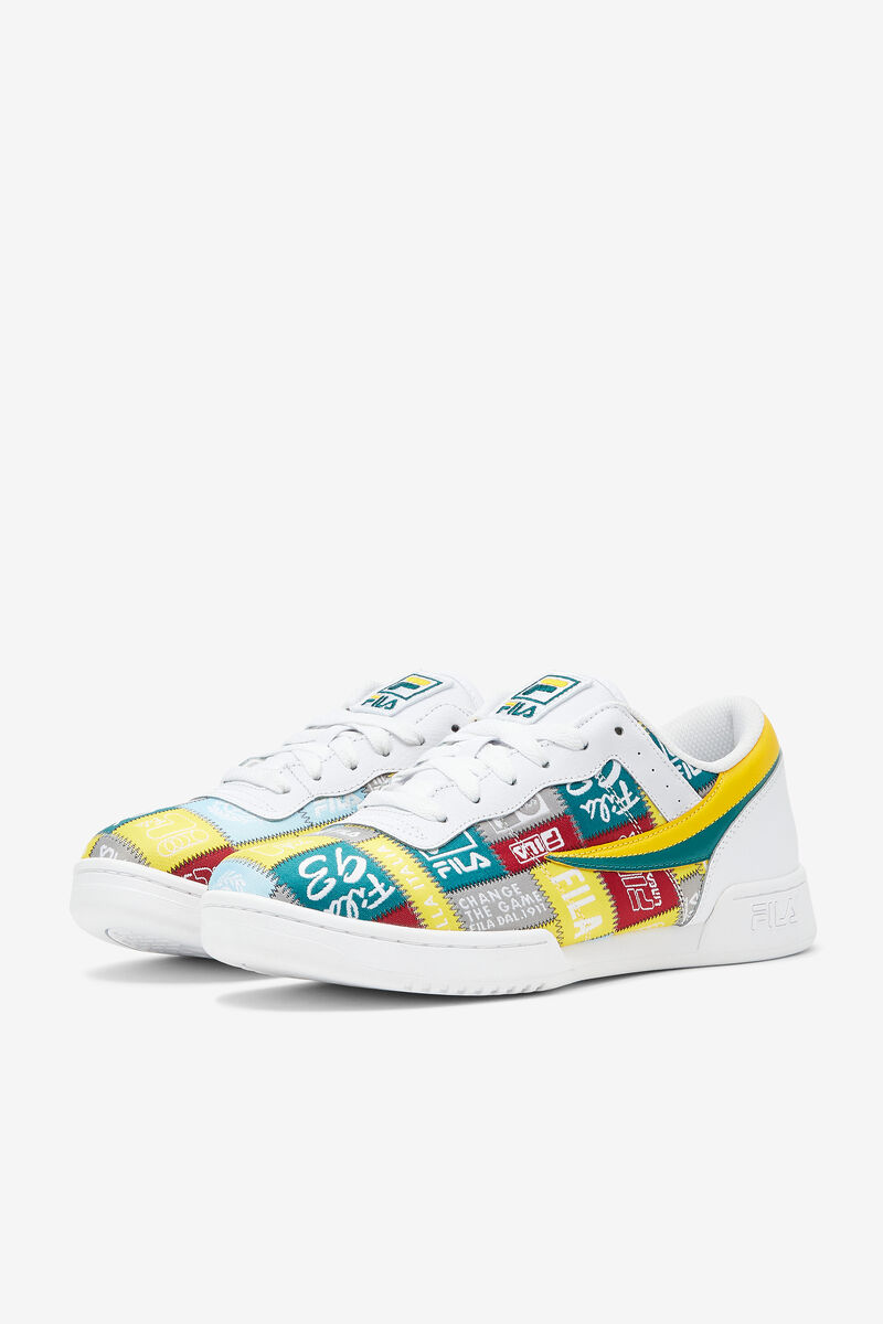Men's Fila Original Fitness Patchwork Flat Shoes White / Yellow | Rjqq9K6P2nw