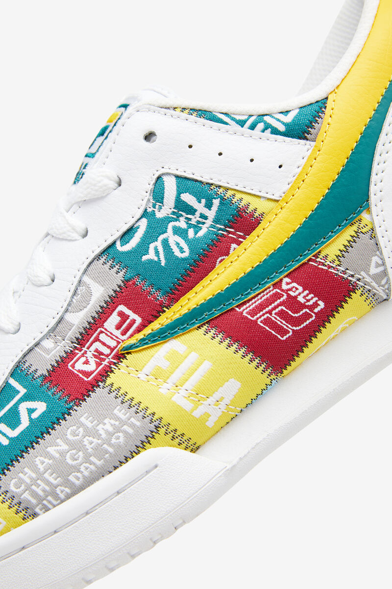 Men's Fila Original Fitness Patchwork Flat Shoes White / Yellow | Rjqq9K6P2nw