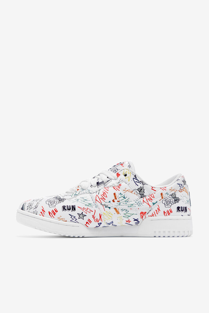 Men's Fila Original Fitness Scribbles Flat Shoes White / Navy / Multicolor | j23JfC8UqGo