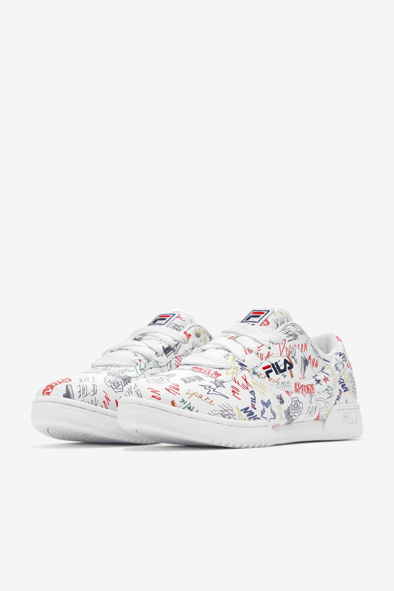 Men's Fila Original Fitness Scribbles Flat Shoes White / Navy / Multicolor | j23JfC8UqGo