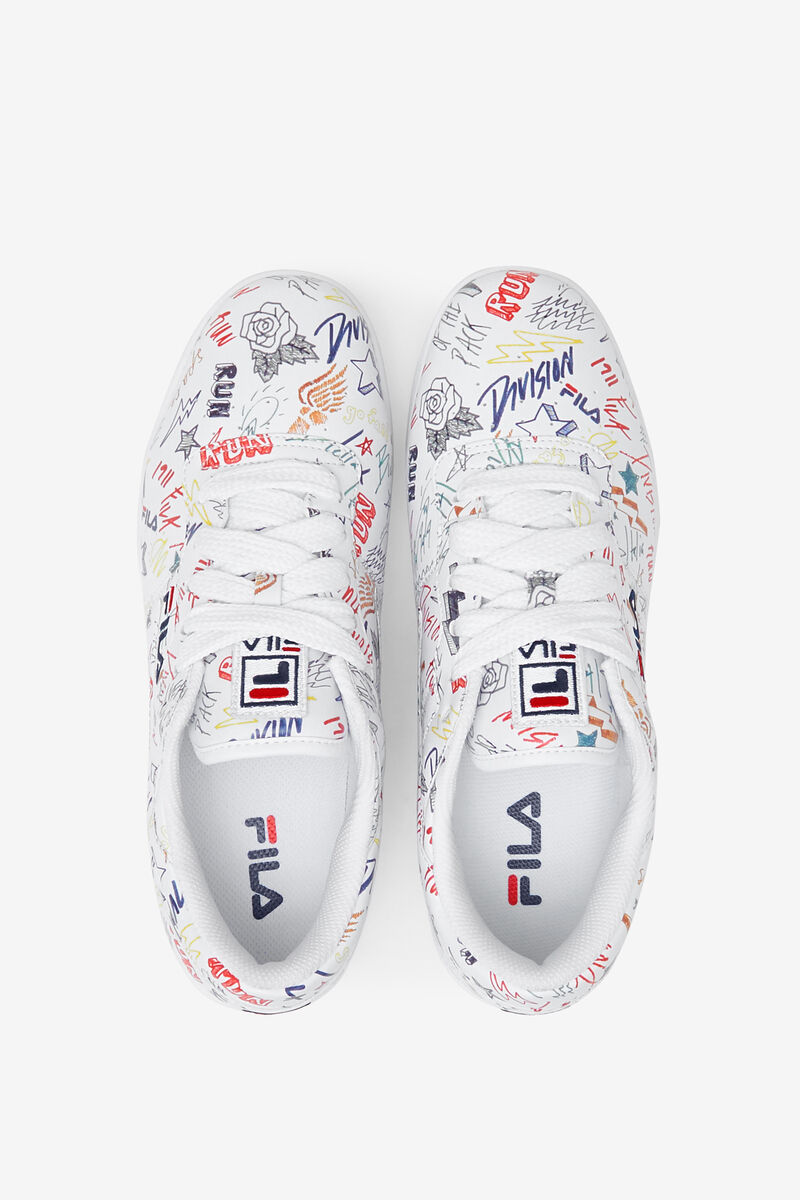 Men's Fila Original Fitness Scribbles Flat Shoes White / Navy / Multicolor | j23JfC8UqGo