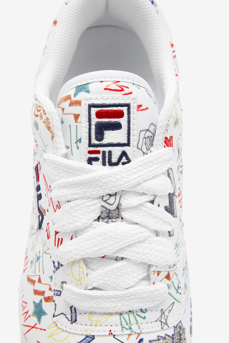 Men's Fila Original Fitness Scribbles Flat Shoes White / Navy / Multicolor | j23JfC8UqGo