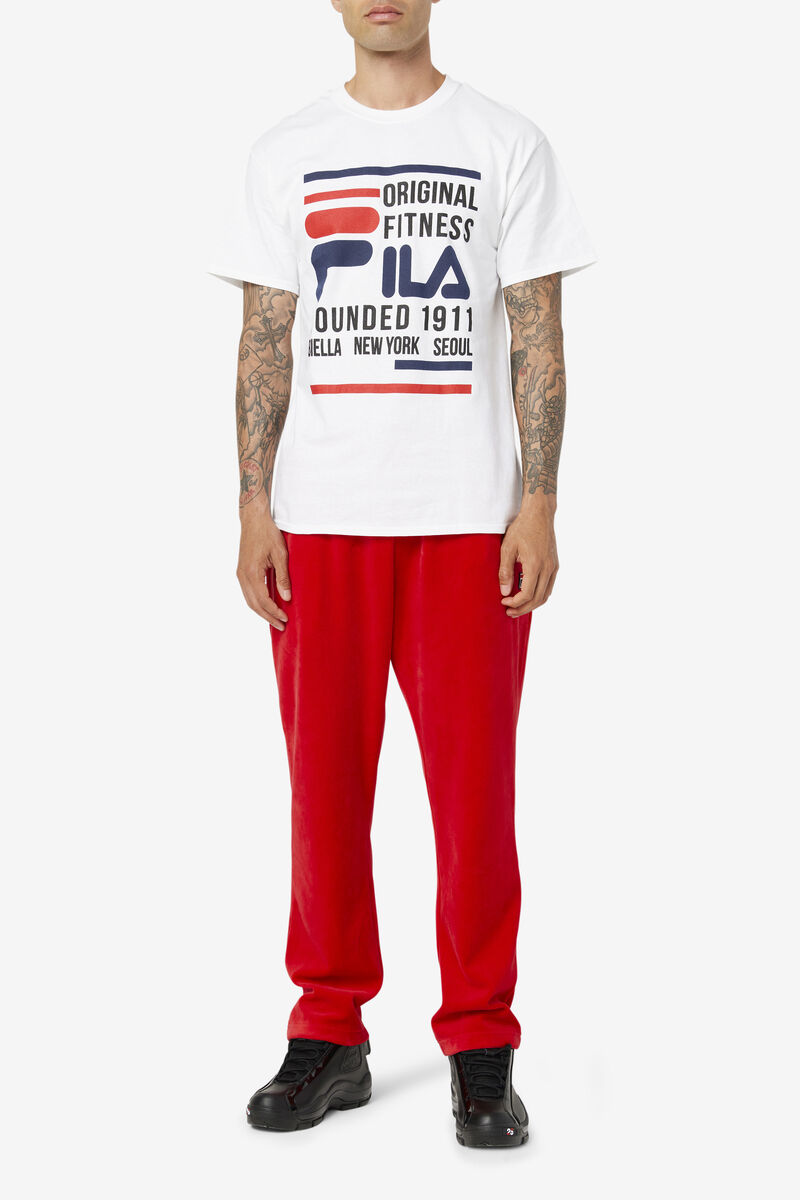 Men's Fila Original Fitness T Shirts White / Navy / Red | oPZKxNlqDgD
