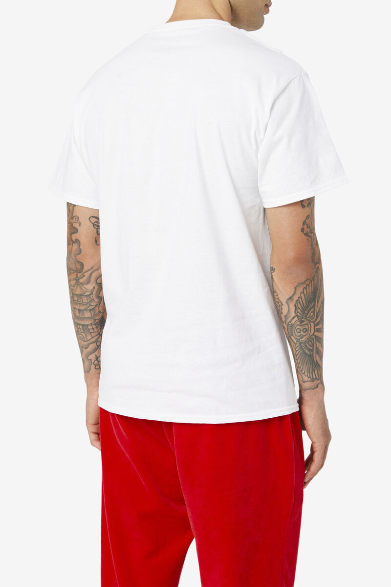 Men's Fila Original Fitness T Shirts White / Navy / Red | oPZKxNlqDgD