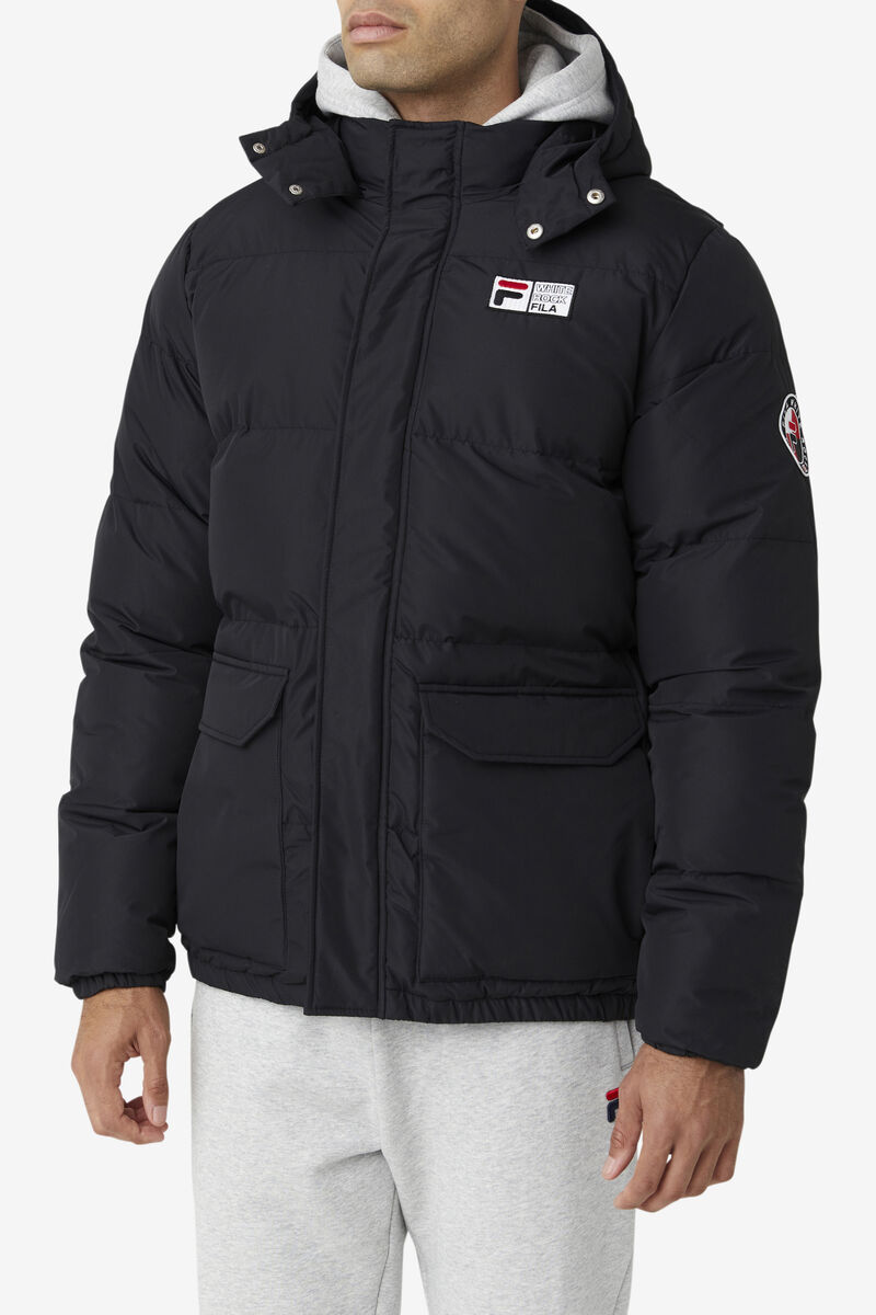 Men's Fila Otler Puffer Jacket Jackets Black | gpiMlsQjHgU